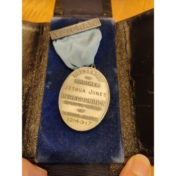Veteran Medal Grand Lodge Massachusetts 50 Year 1914 Engraved WW1 Joshua Jones - Picture 5 of 16